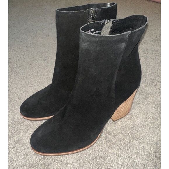 Kork Ease Petra Suede Ankle Boots Bootie Size 7 Black Cushion Wedge Heel  Boho - Picture 2 of 8